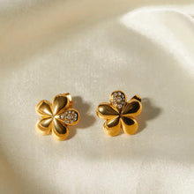 Inlaid Zircon Stainless Steel Flower Earrings Earrings