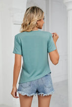 Ruched Hem Detail Crewneck T-Shirt Woman T Shirts