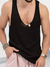 Men's Scoop Neck Knit Tank Black Mens Tops