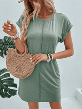 Exposed Seam Short Sleeve Mini Tee Dress Casual Dresses