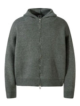 Men's Textured Knit Zip-Up Hooded Cardigan Gray Cardigans