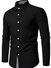Men's Button-Down Shirt with Checkered Contrast Trim Mens Tops
