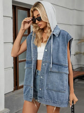 Button Down US Flag Denim Vest Woman Denim Tops