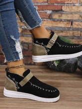Contrast Round Toe Buckle Sneakers Woman Sneakers