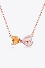 Citrine Heart 925 Sterling Silver Necklace Rose Gold One Size Necklaces