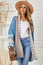Geometric Open Front Long Sleeve Cardigan Woman Outerwear