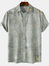 Men's Vintage Map Print Short Sleeve Button Down Shirt Sage Mens Tops