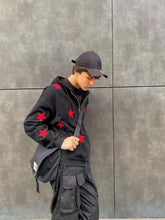 Men's Contrast Star Hooded Zip Up Hoodie Mens Tops