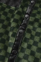 Pocketed Checkered Collared Neck Snap Down Jacket Woman Outerwear