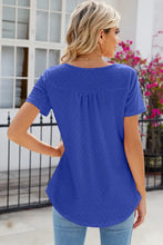 Eyelet Quarter Button Short Sleeve T-Shirt Woman T Shirts