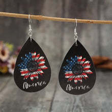 PU Leather Sunflower Teardrop Shape Earrings Black One Size Earrings