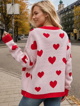 Heart Button Up Dropped Shoulder Long Sleeve Cardigan Woman Outerwear