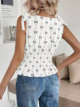 Bow Print Tie Shoulder Tank Tanks & Camis