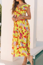 Cheetah Plant Print Shirred Button V Neck Maxi Dress Woman Maxi Dress