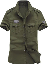 Men's Plus Size Collared Neck Short Sleeve Shirt Army Green Mens Tops