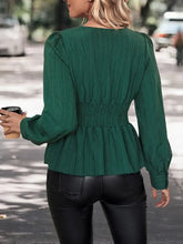 Perfee Surplice Neck Long Sleeve Peplum Top Woman Blouses