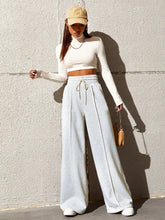 Honey Drawstring Elastic Waist Wide Leg Pants Woman Pants