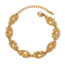 18K Gold-Plated Textured Chain Link Bracelet Bracelets