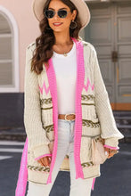 Contrast Tied Open Front Cardigan Woman Outerwear