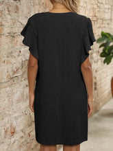 Ruffled V-Neck Cap Sleeve Mini Dress Casual Dresses