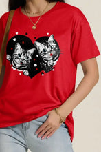 FAM-FAM Cat Round Neck Dropped Shoulder T-Shirt Woman T Shirts