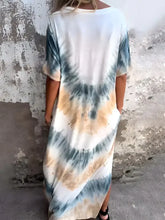 Full Size Pocketed Tie-Dye Short Sleeve Dress Woman Maxi Dress