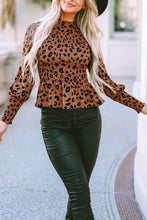Leopard Smocked Peplum Top Woman Blouses