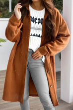 Textured Button Down Collared Neck Coat Caramel Woman Outerwear