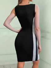 V-Neck Colorblock Sleeveless Bodycon Dress Woman Casual Dress