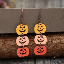 Wooden Contrast Pumpkin Earrings Earrings