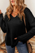 Openwork Round Neck Long Sleeve Sweater Sweater Pullovers