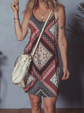 Geometric Paisley Print Cami Mini Dress Burgundy Woman Casual Dress