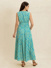 Slit Printed V-Neck Sleeveless Dress Casual Dresses