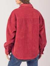 Button Up Long Sleeve Corduroy Jacket Woman Outerwear