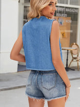 Sleeveless Lace-Up Front Crop Denim Vest Woman Denim Tops