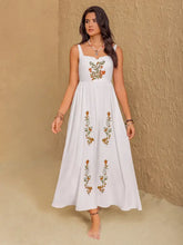 Floral Embroidered Sleeveless Maxi Dress White Maxi Dresses