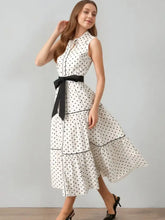 Polka Dot Sleeveless Midi Shirt Dress Casual Dresses
