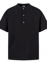 Men's Henley Structured Waffle-Knit T-Shirt Black Mens Tops