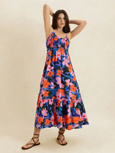 Smocked Back Ruffled Hem Printed Cami Dress Casual Dresses