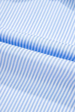 Striped Patchwork Ric Rac Puff Sleeve Collared Mini Dress Casual Dresses