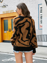 Printed Round Neck Long Sleeve Sweater Sweater Pullovers