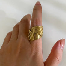 2-Piece Stainless Steel Textured Wave Ring Fashion Jewelry