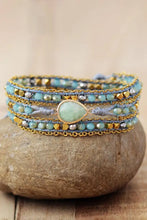 Handmade Teardrop Shape Triple Layer Beaded Bracelet Aqua One Size Necklaces