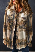 Plaid Button Up Long Sleeve Shacket Woman Outerwear