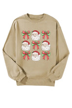 Santa Graphic Round Neck Long Sleeve Sweatshirt Woman Sweatshirts