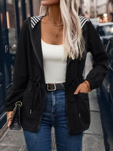 Drawstring Pocketed Zip Up Hooded Jacket Woman Outerwear
