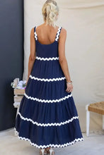 Contrast Trim Square Neck Dress Woman Maxi Dress