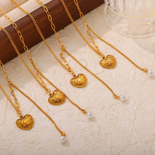 Titanium Steel Imitation Pearl Heart Pendant Necklace Necklaces