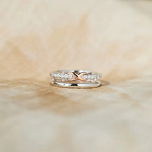 Double-Layered Zircon 925 Sterling Silver Ring Rings