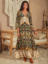 Floral V-Neck Midi Dress Multicolor Woman Maxi Dress